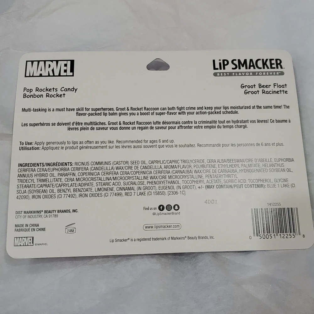 Marvel Guardians of the galaxy 2pack‎ lip smacker lip balm key chain holder new